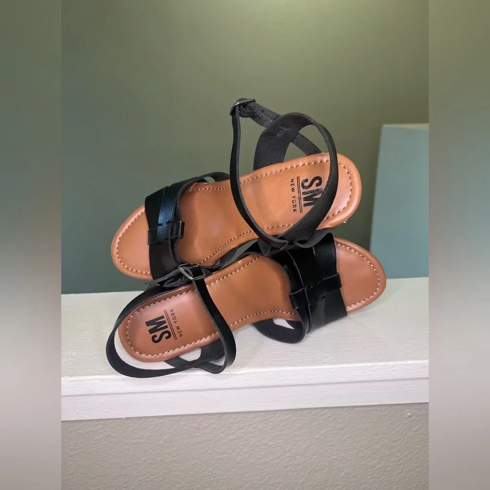 SM New York Black Platform Sandals Chunky Heel Strappy 90s Y2K Size 8.5